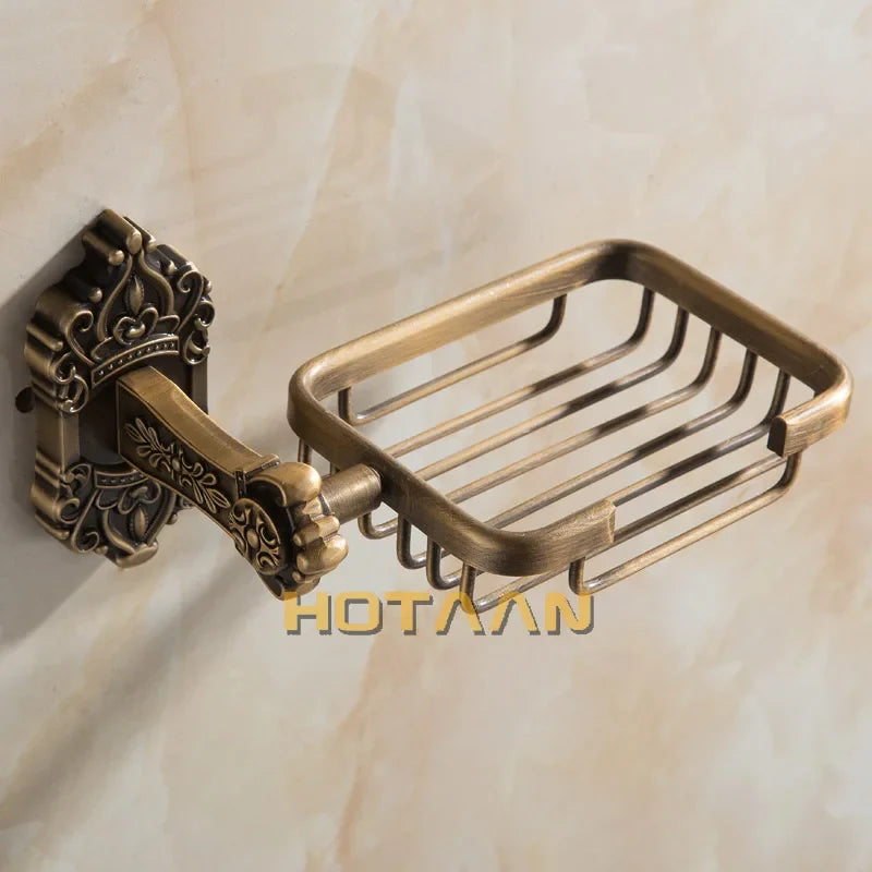 Afralia™ Antique Brass Wall Mount Soap Basket for Bathroom Essentials