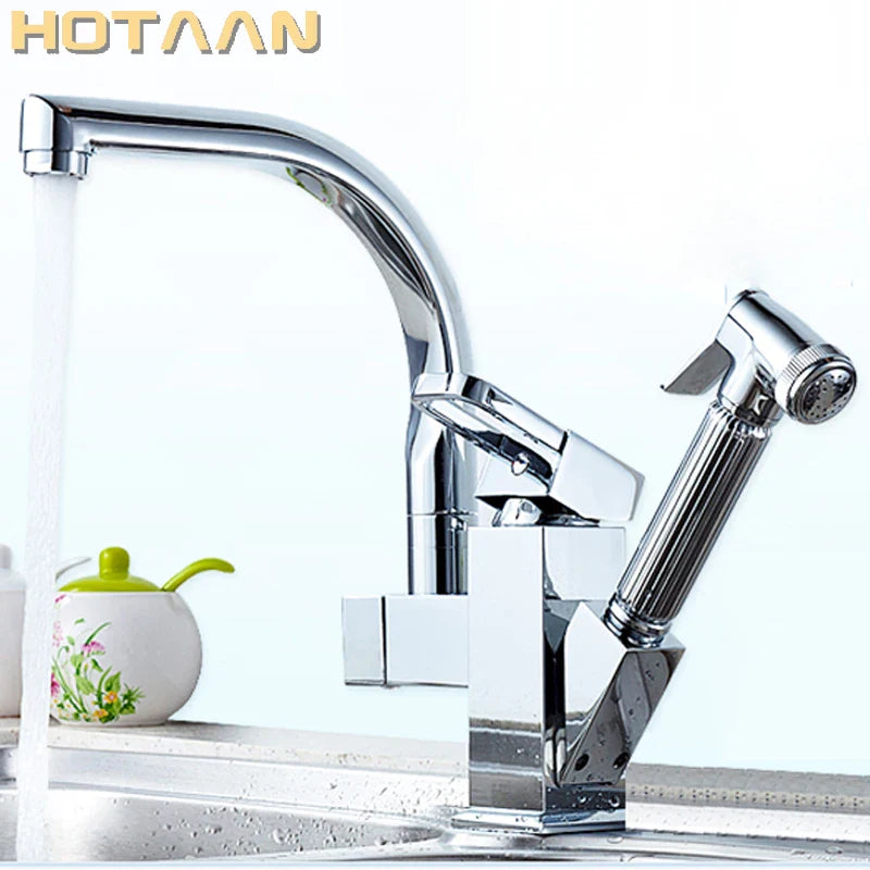 Afralia™ Chrome Plated Dual Sprayer Kitchen Faucet with Hot/Cold Mixer