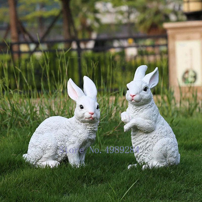 Afralia™ Resin Rabbit Garden Sculpture Miniature Decorative Ornament