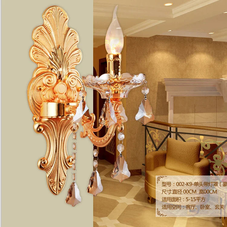 Afralia™ Gold Crystal Wall Light Indoor Lamp - Elegant Alloy Crystal Candle Design