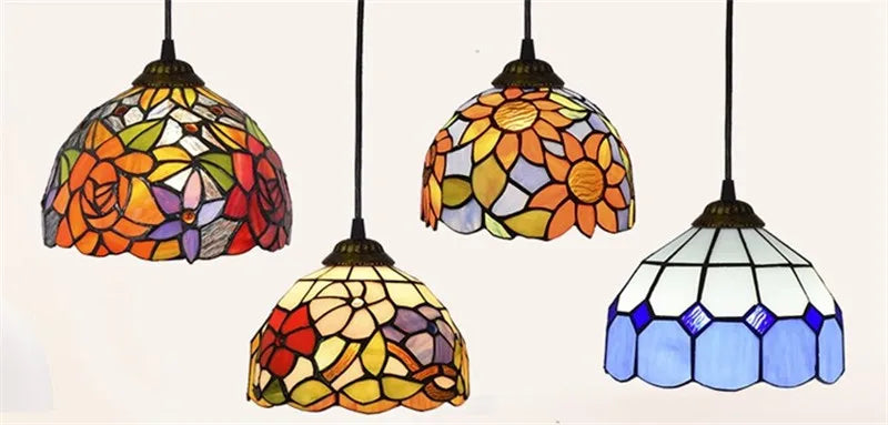 Afralia™ Mediterranean Mosaic Glass LED Pendant Light for Dining Room and Bar