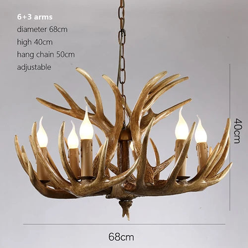 Afralia™ Deer Antler Chandelier: American Retro Resin Horn Lamps for Rustic Home Decor