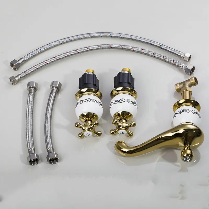 Afralia™ Diamond Bathroom Faucet Set - Polished Golden Luxury Bathtub Shower Basin Mixer
