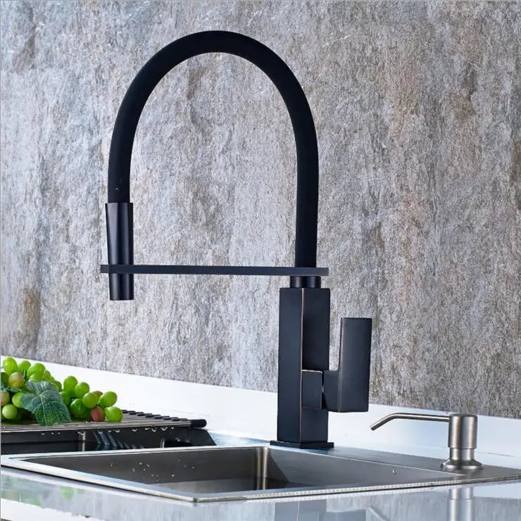 Afralia™ Black Swivel Kitchen Faucet Luxury Spray Deck Mounted Mixer Tap