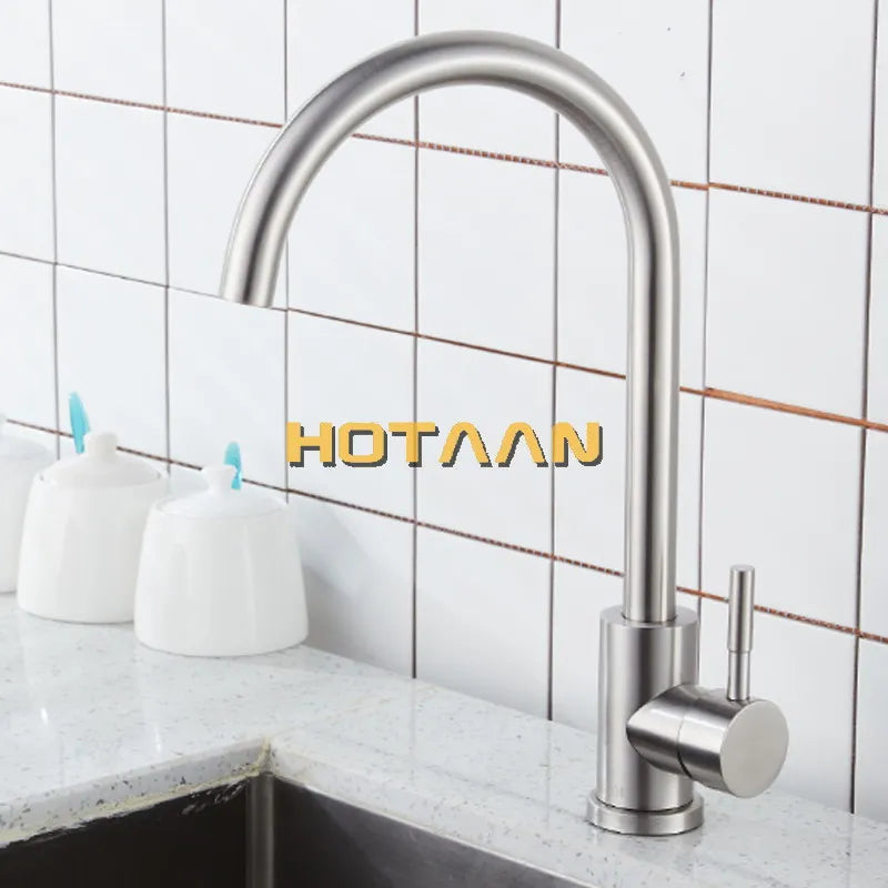 Afralia™ Brushed Nickel Stainless Steel Kitchen Faucet with Single Handle and Single Hole
