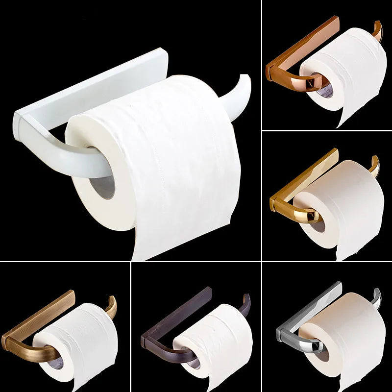 Afralia™ Wall Mounted Paper Holder Gold/Antique/Chrome/White/Rose Gold Tissue Roll Organizer