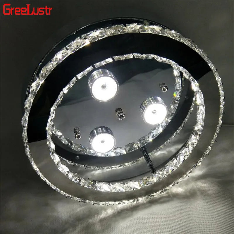 Afralia™ Crystal LED Ceiling Light: Stainless Steel Round Fixture for Bedroom, Kitchen, Bathroom