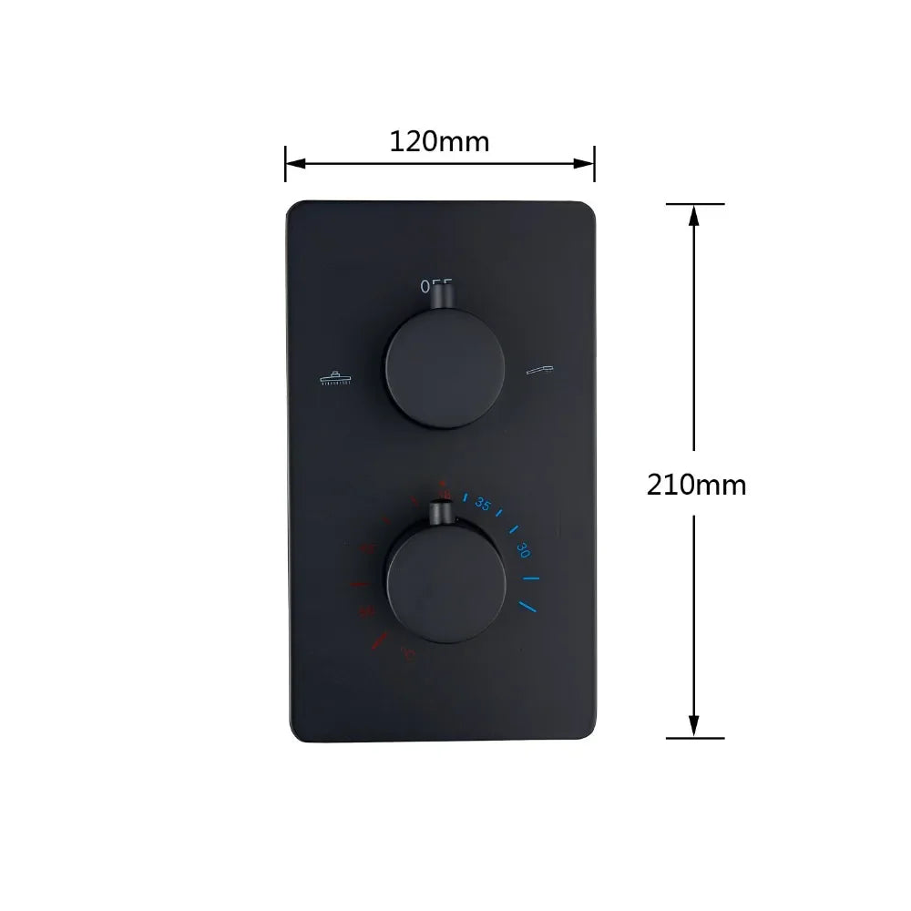 Afralia™ Matte Black Thermostatic Shower Valve Dual Handle Wall Mount Embedded Box