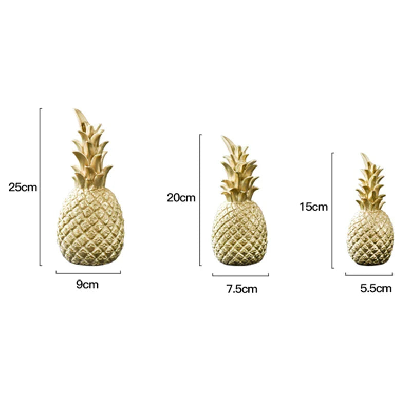 Afralia™ Pineapple Miniatures Figurines Gold Black White Crafts for Home House Decor