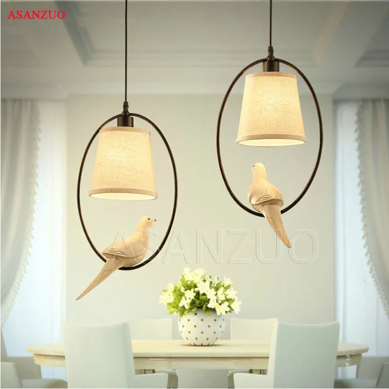 Afralia™ Loft Vintage Bird Light Chandelier Pendant Lamp for Home and Restaurant