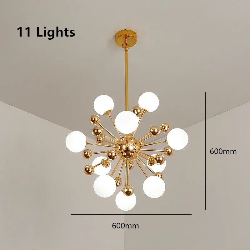 Afralia™ Golden Acrylic Molecule Chandelier: Modern Lighting for Kitchen, Restaurant, or Home