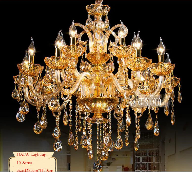 Afralia™ Luxury Crystal Chandelier: Modern Large Gold/Cognac/Clear Lighting Fixture