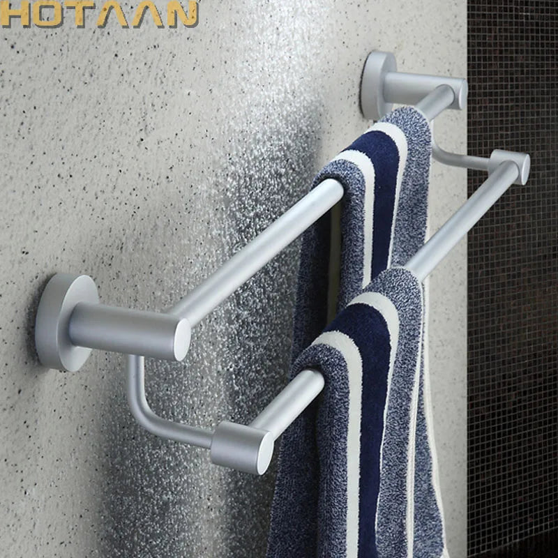 Afralia™ Double Towel Bar: High Quality Aluminium Round Towel Holder for Bathroom