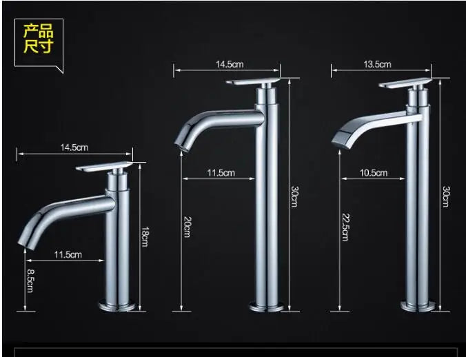 Afralia™ Tall Chrome Basin Faucet Single Cold Bathroom Sink Mixer Brass Faucet