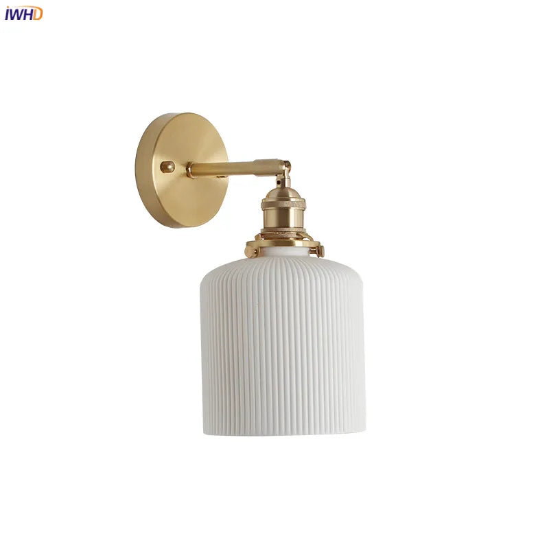 Afralia™ Nordic Ceramic LED Wall Light Modern Japanese Style Vintage Wall Lamp Sconce