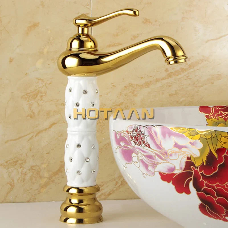 Afralia™ Basin Faucet White Brass Bathroom Sink Tap Mixer Single Handle