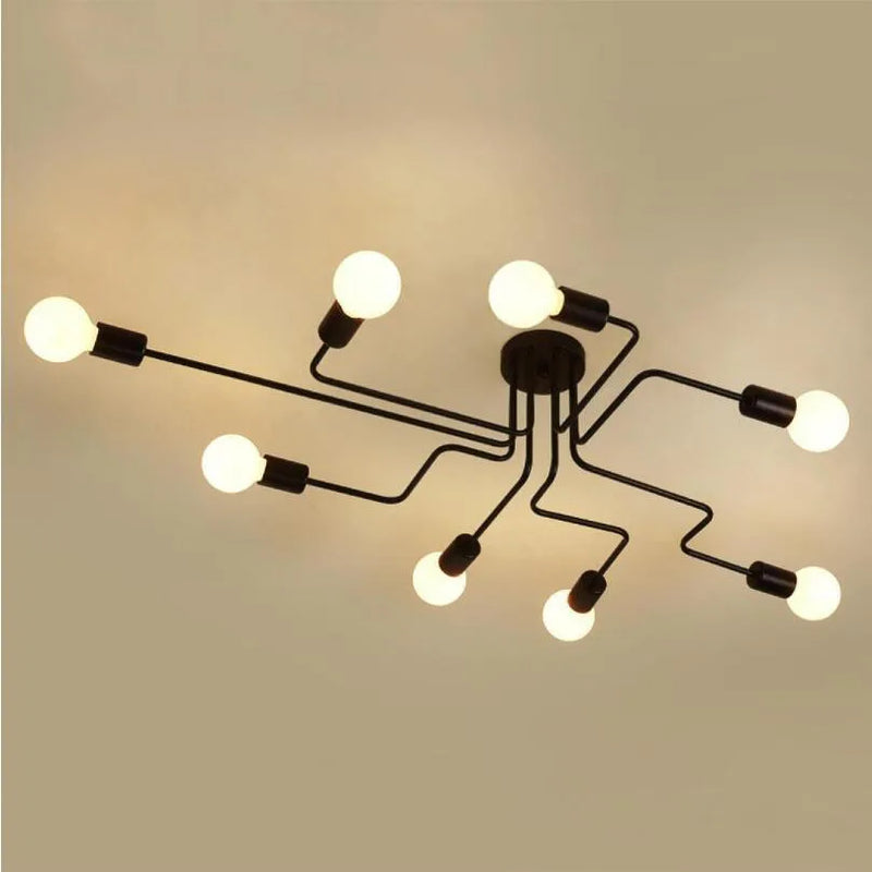 Afralia™ Vintage Wrought Iron Ceiling Light for Living Room Home Lighting E27