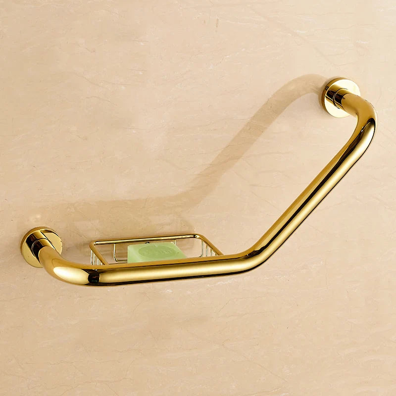 Afralia™ Chrome Golden Rose-gold Bathroom Handle Safety Grab Bar
