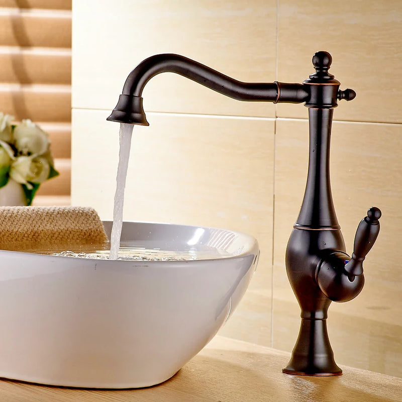 Afralia™ Golden Basin Faucet Single Handle Brass Mixer Tap for Bathroom and Kitchen