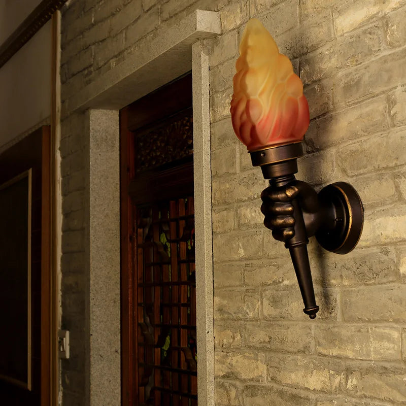 Afralia™ Creative Torch Hand Wall Lamp Outdoor Light for Garden Porch Living Room