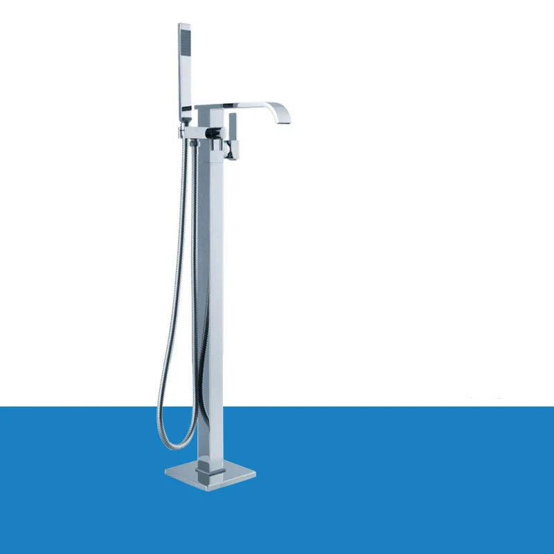 Afralia™ Brass Single Handle Bathtub Shower Set Floor Mounted Mixer Brushed Nickel