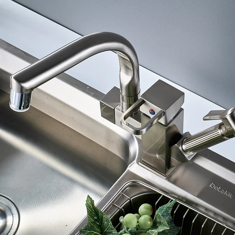 Afralia™ LED Kitchen Faucet Pull Out Sprayer Deck Mounted Hot Cold Water Tap