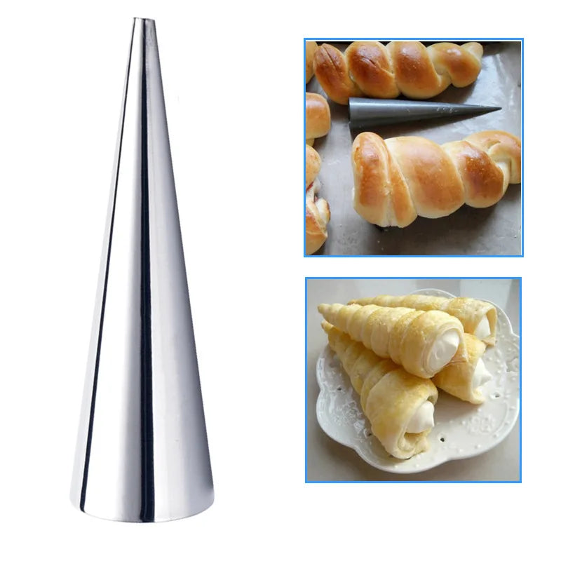 Afralia™ Stainless Croissant Spiral Cone Dough Roll Cake Decoration Tool