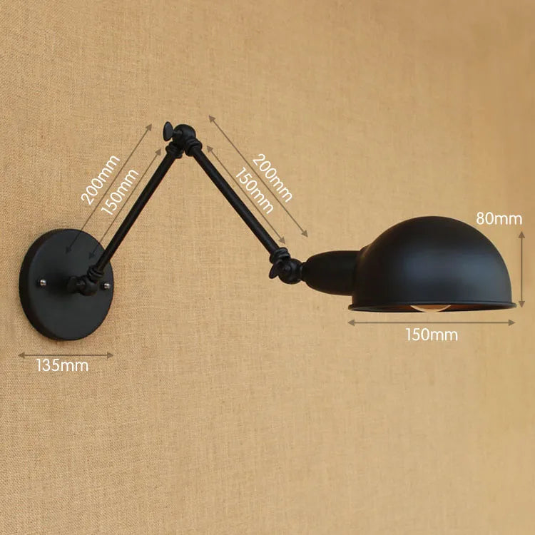 Afralia™ Black Edison Retro Vintage Wall Lamp Industrial Style LED Sconce Applique