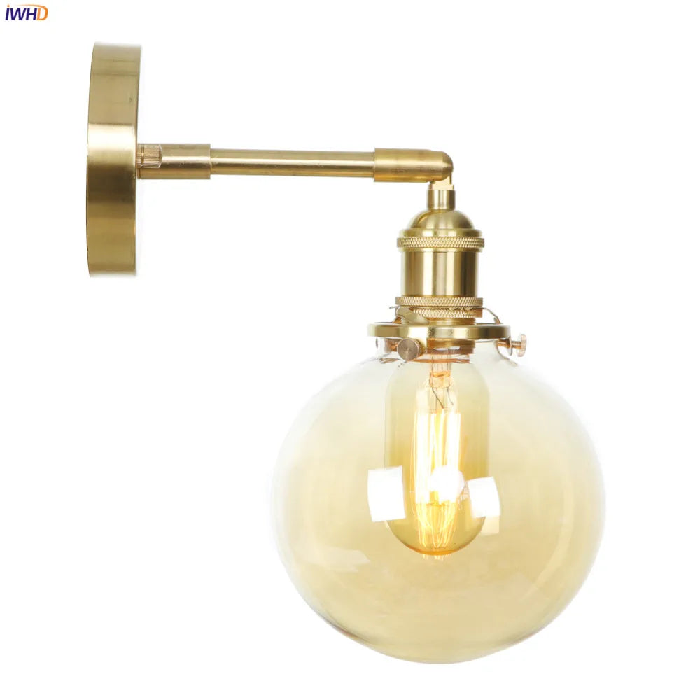 Afralia™ Glass Ball Copper Wall Lamp - Nordic Retro LED Wall Light Sconce