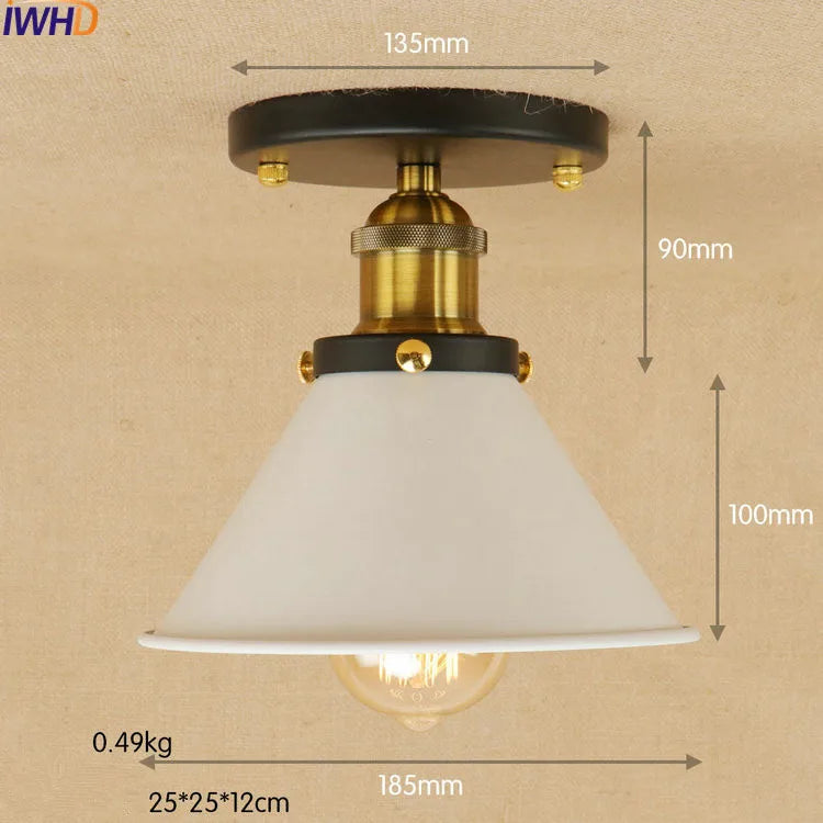 Afralia™ Vintage Industrial LED Ceiling Light for Living Room Bedroom - White Shade