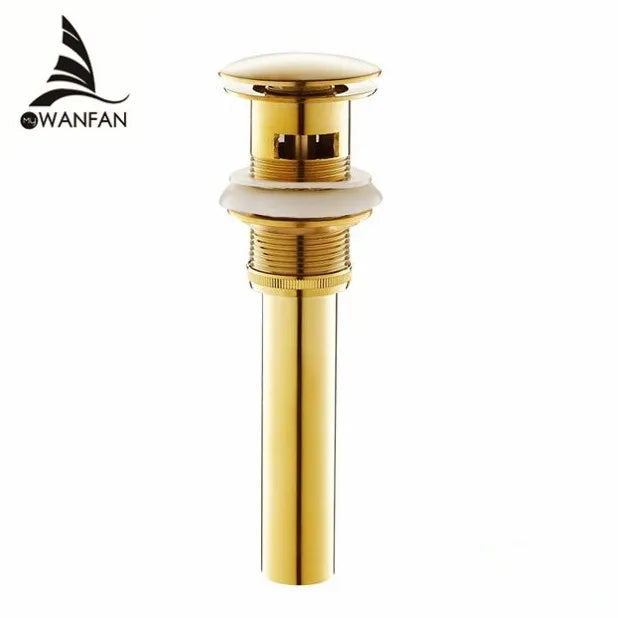 Afralia™ Gold Finish Solid Brass Bathroom Sink Pop Up Drain