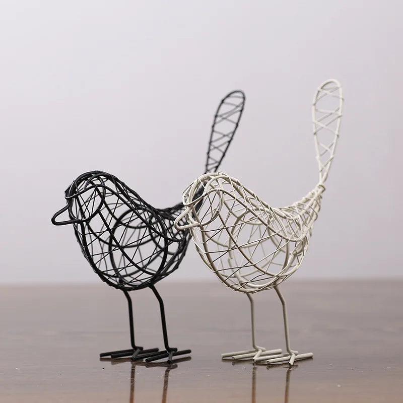 Afralia™ Iron Bird Figurines: Nordic Abstract Statue for Home Decor, Living Room, Desk