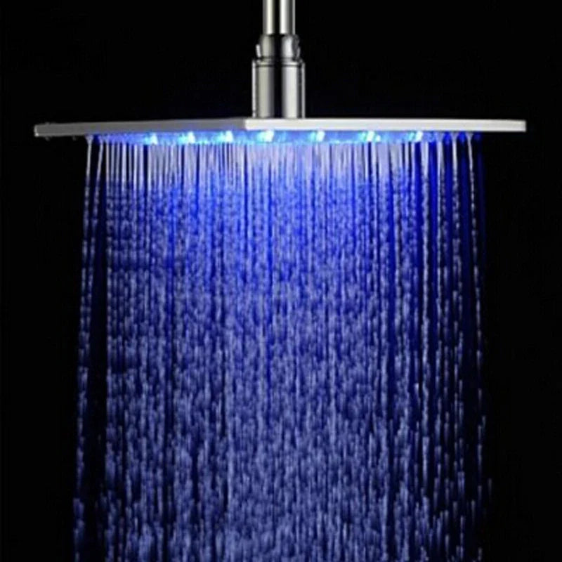 Afralia™ 16" Chrome Brass LED Rain Shower Head; Ultra Thin Square Design, Color Changing