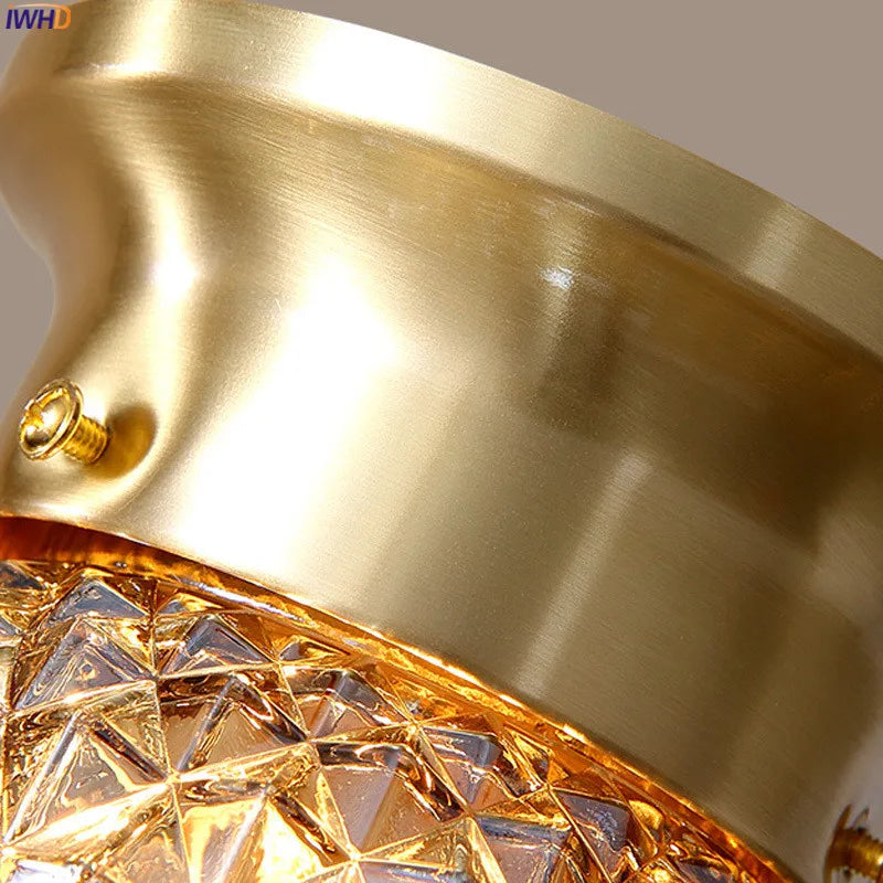 Afralia™ Glass Ball LED Ceiling Light Modern Vintage Copper Ceiling Lamp