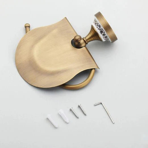 Afralia™ Brass Wall Mounted Paper Holder Bathroom Accessories Antique Finish
