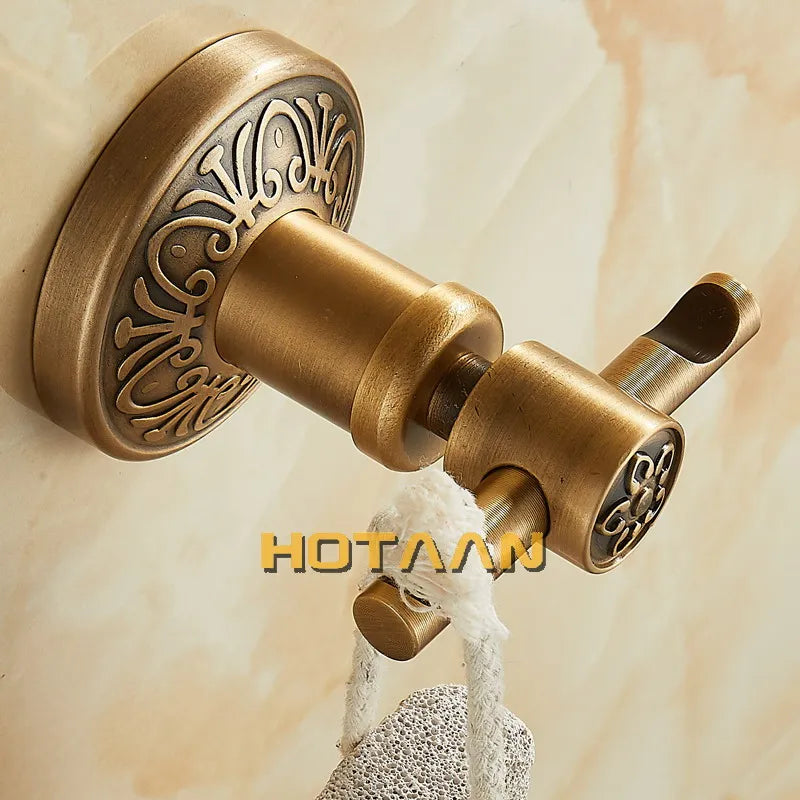 Afralia™ Antique Brass Robe Hook, Wall Mounted Bathroom Accessories