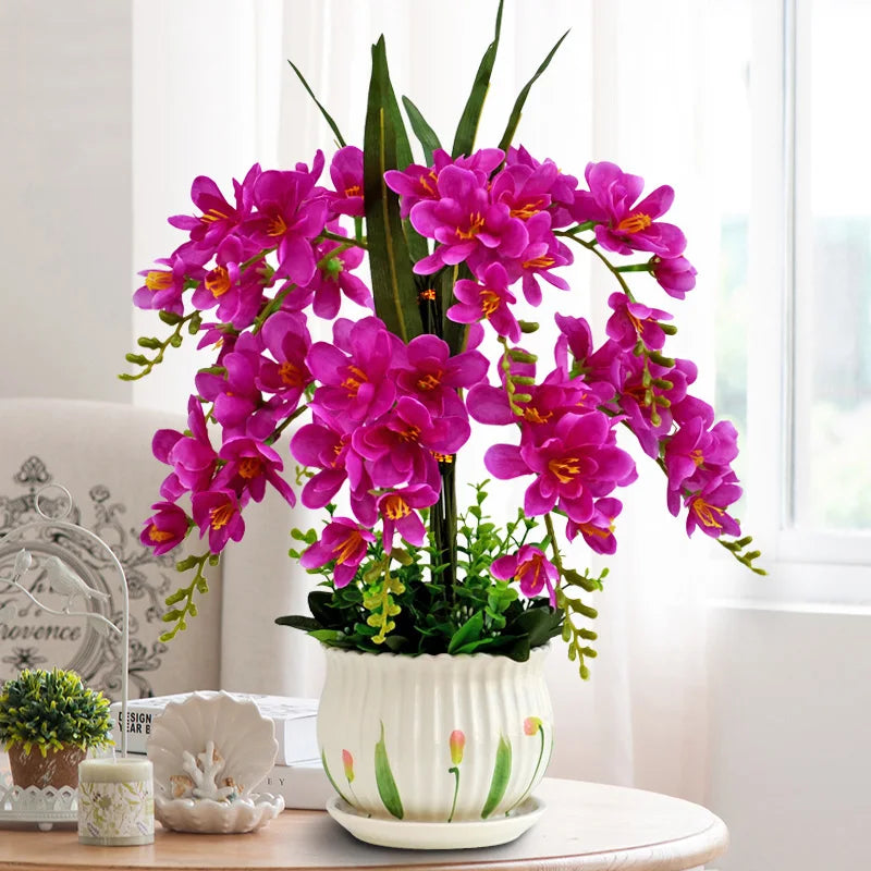 Afralia™ Phalaenopsis Orchid Vase Set - Artificial Flower Home Decoration Bouquet