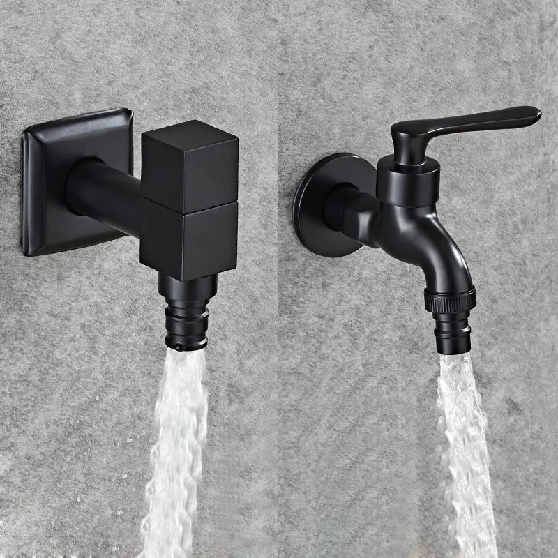 Afralia™ Copper Bathroom Corner Faucet Single Cold Outdoor Mixer Tap Black Oil