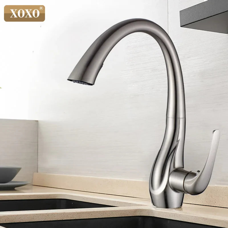 Afralia™ Golden Kitchen Faucet Pull Out Single Handle Water Mixer Tap