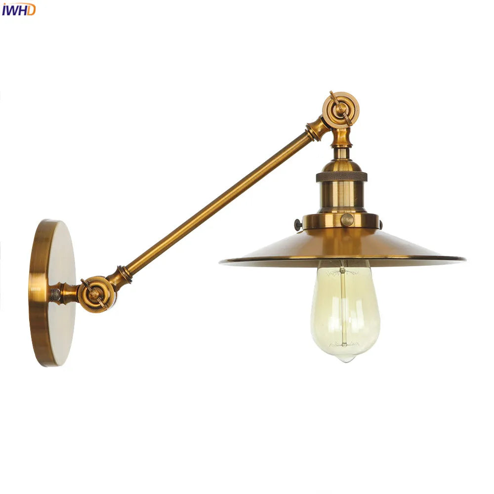 Afralia™ Gold Swing Arm Wall Lamp Sconce Vintage Industrial Retro Loft Wall Light