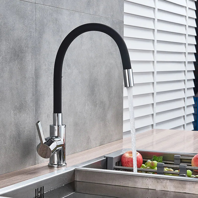Afralia™ Flexi-Neck Kitchen Sink Faucet: Hot Cold Mixer, Deck Mounted Bathroom Tap
