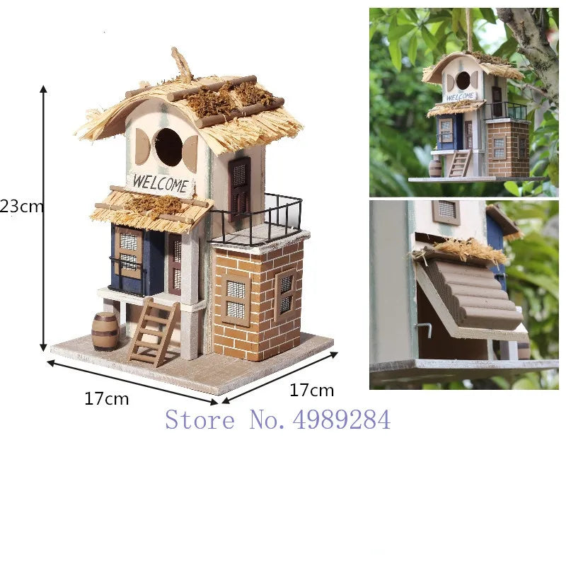 Afralia™ Wood Bird House Nest Villa | Handmade Creative Outdoor Decor