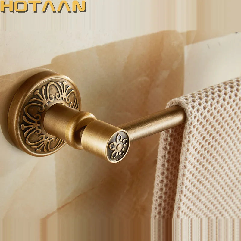 Afralia™ Antique Brass Single Towel Bar, Wall Mounted Bathroom Holder