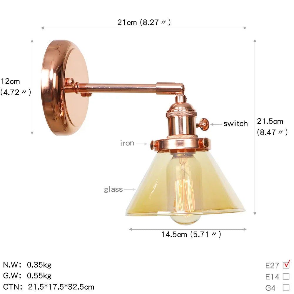 Afralia™ Nordic Rose Gold Wall Lamp LED Sconce for Bedroom Bathroom Mirror