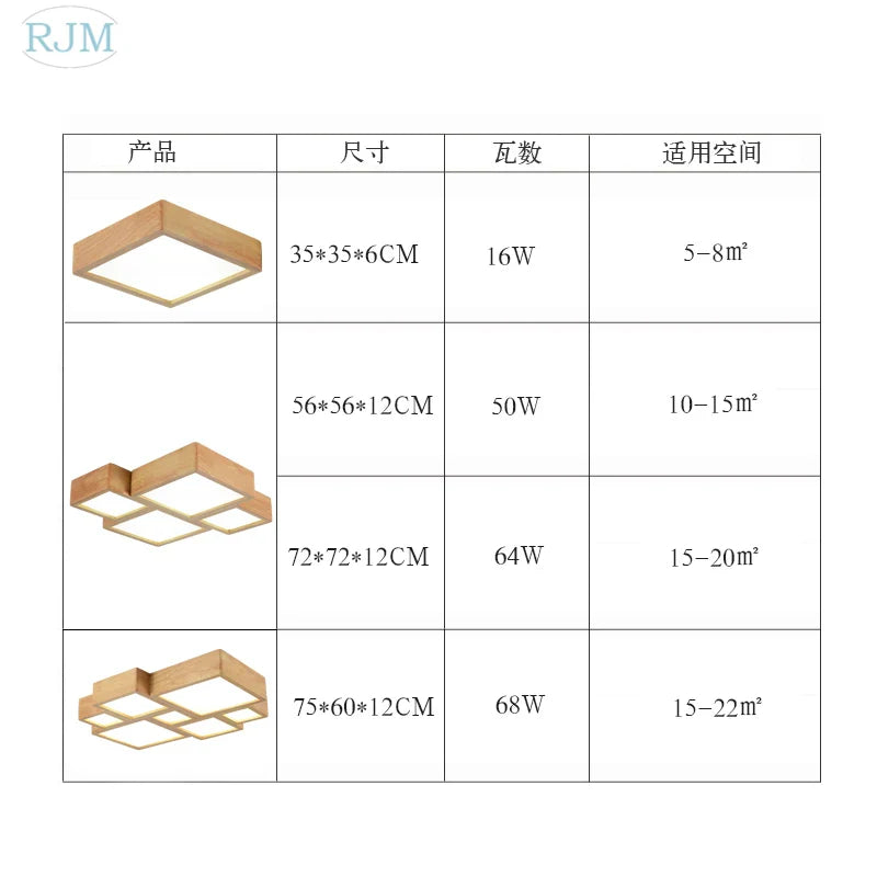 Afralia™ Japanese Solid Wood Ceiling Lamp for Home Living Room Bedroom Study