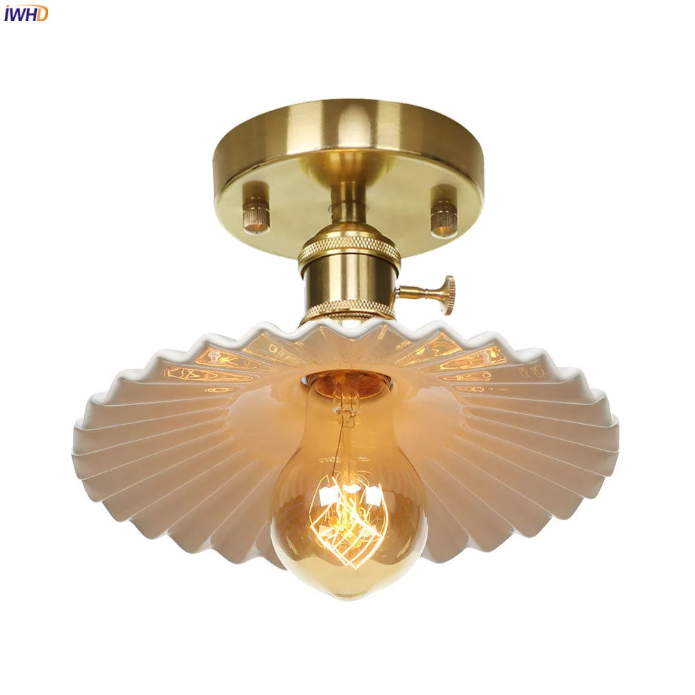 Afralia™ Nordic White Ceramic LED Ceiling Light: Copper Ceiling Lamp for Living Room