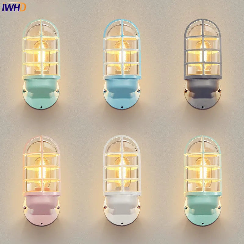 Afralia™ Nordic LED Outdoor Wall Light Glass Shade Courtyard Porch Lamp