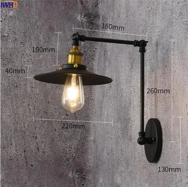 Afralia™ Retro Swing Arm LED Wall Sconce Light Industrial Loft Style Luminaire