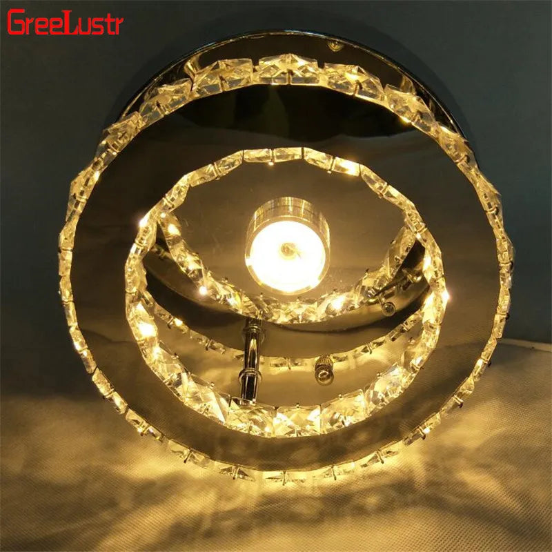 Afralia™ Crystal LED Ceiling Light: Stainless Steel Round Fixture for Bedroom, Kitchen, Bathroom