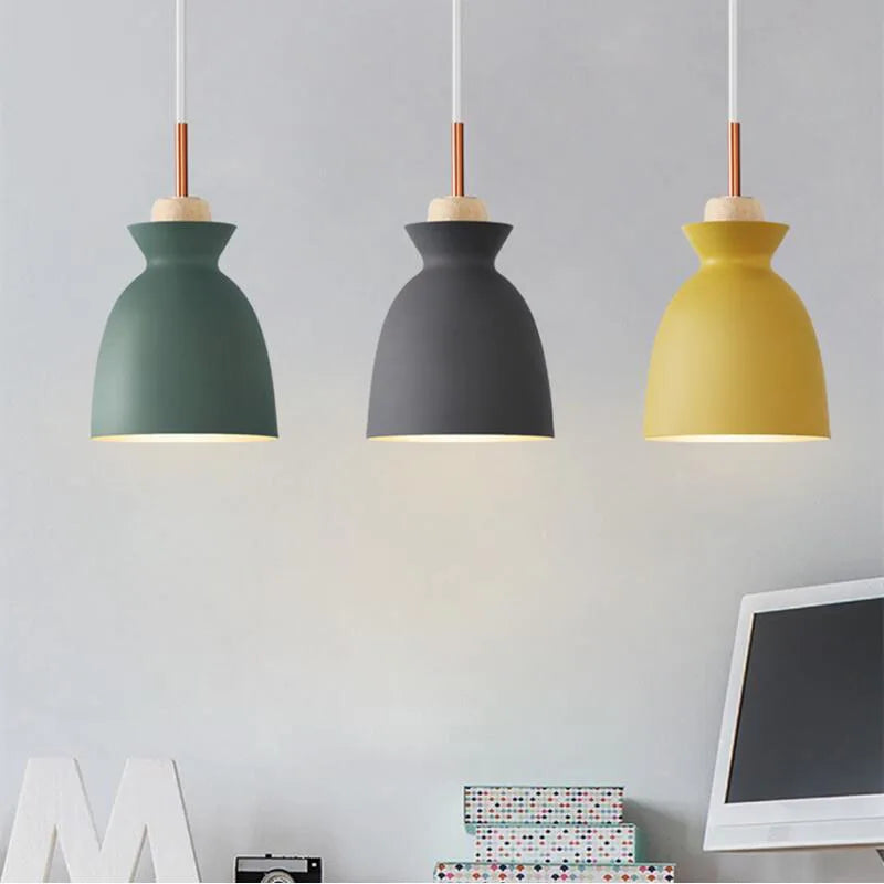 Afralia™ Modern Wood Pendant Lights with Aluminum Shade for Dining Room